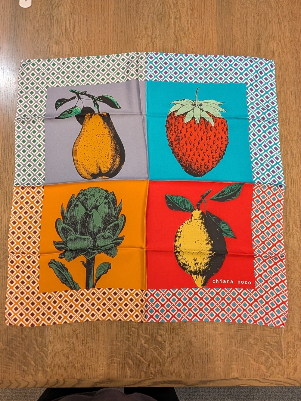 Chiara Coco Fruit Print Silk Scarf - Multicolor